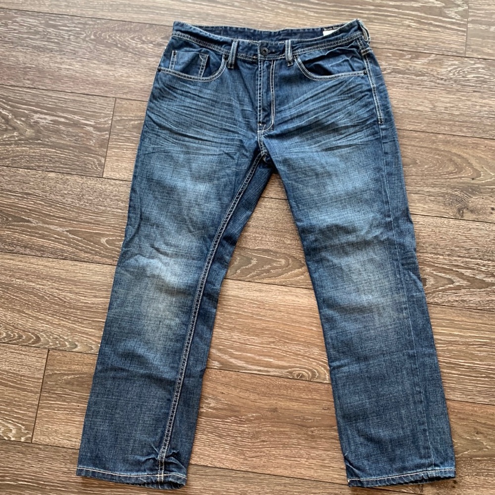 Like New Buffalo David Bitton Drive Basic Straight Leg Blue Jeans size 34x30